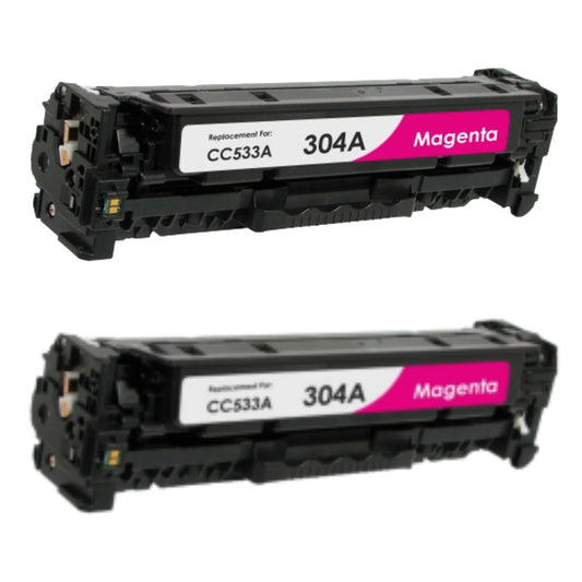 HP CC533A (304A) Magenta Compatible Toner Cartridge [2,800 pages] 2-Pack