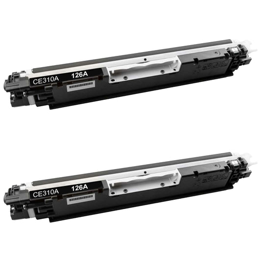 HP CE310A (126A) Black Compatible Toner Cartridge [1,200 pages] 2-Pack