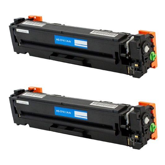 HP CF411A (410A) Cyan Compatible Toner Cartridge [2,300 pages] 2-Pack