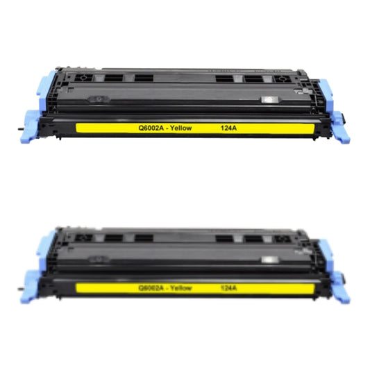 HP Q6002A (124A) Yellow Compatible Toner Cartridge [2,000 pages] 2-Pack