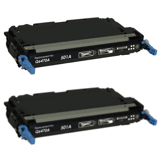 HP Q6470A (501A) Black Compatible Toner Cartridge [6,000 pages] 2-Pack