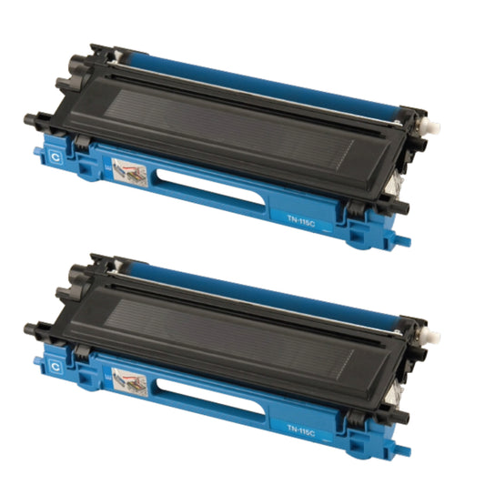 Brother TN115C Cyan Compatible Toner Cartridge [4,000 pages] 2-Pack