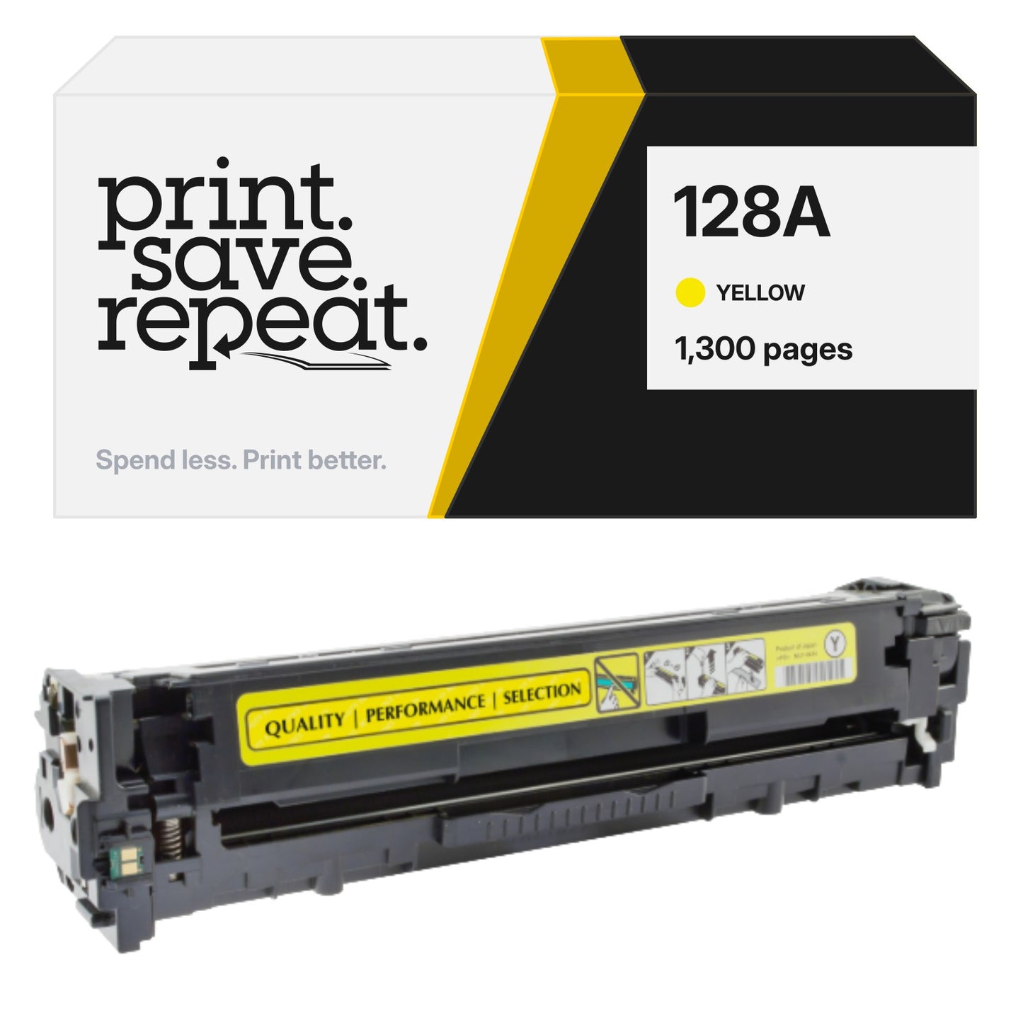 HP 128A (CE322A) Yellow Premium Compatible Toner Cartridge [1,300 Pages]