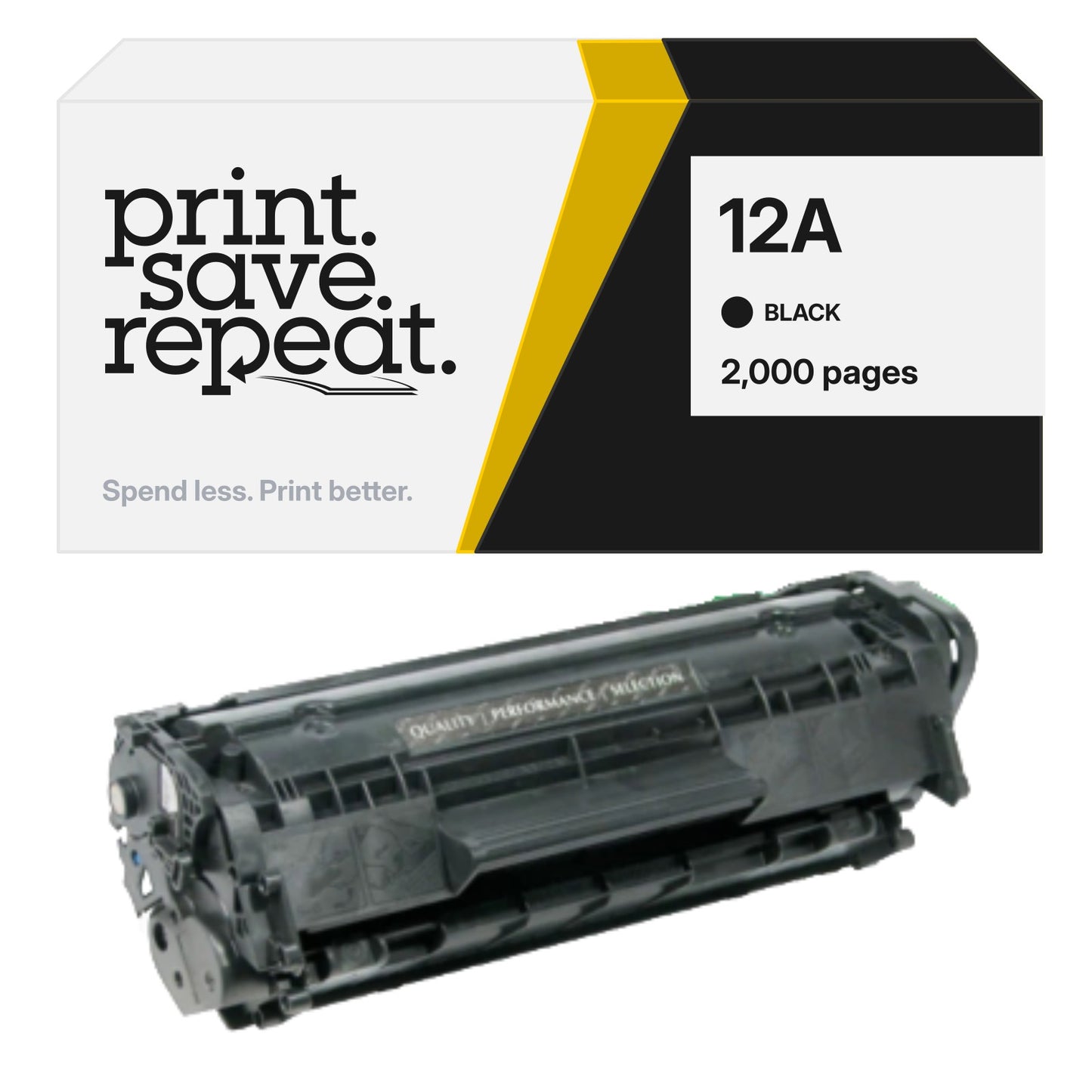 HP 12A (Q2612A) Premium Compatible Toner Cartridge [2,000 Pages]