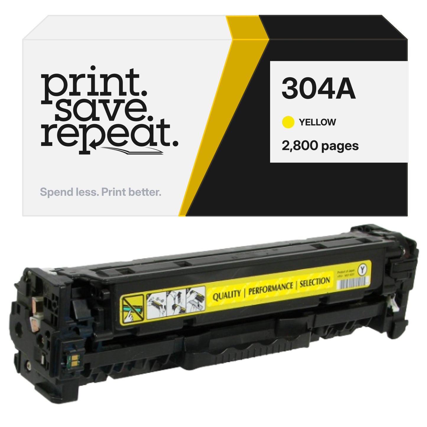 HP 304A (CC532A) Yellow Premium Compatible Toner Cartridge [2,800 Pages]