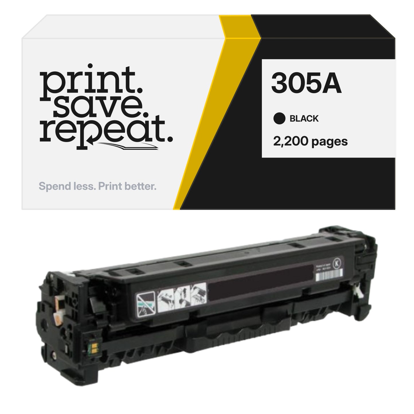 HP 305A (CE410A) Black Premium Compatible Color Toner Cartridge [2,200 Pages]
