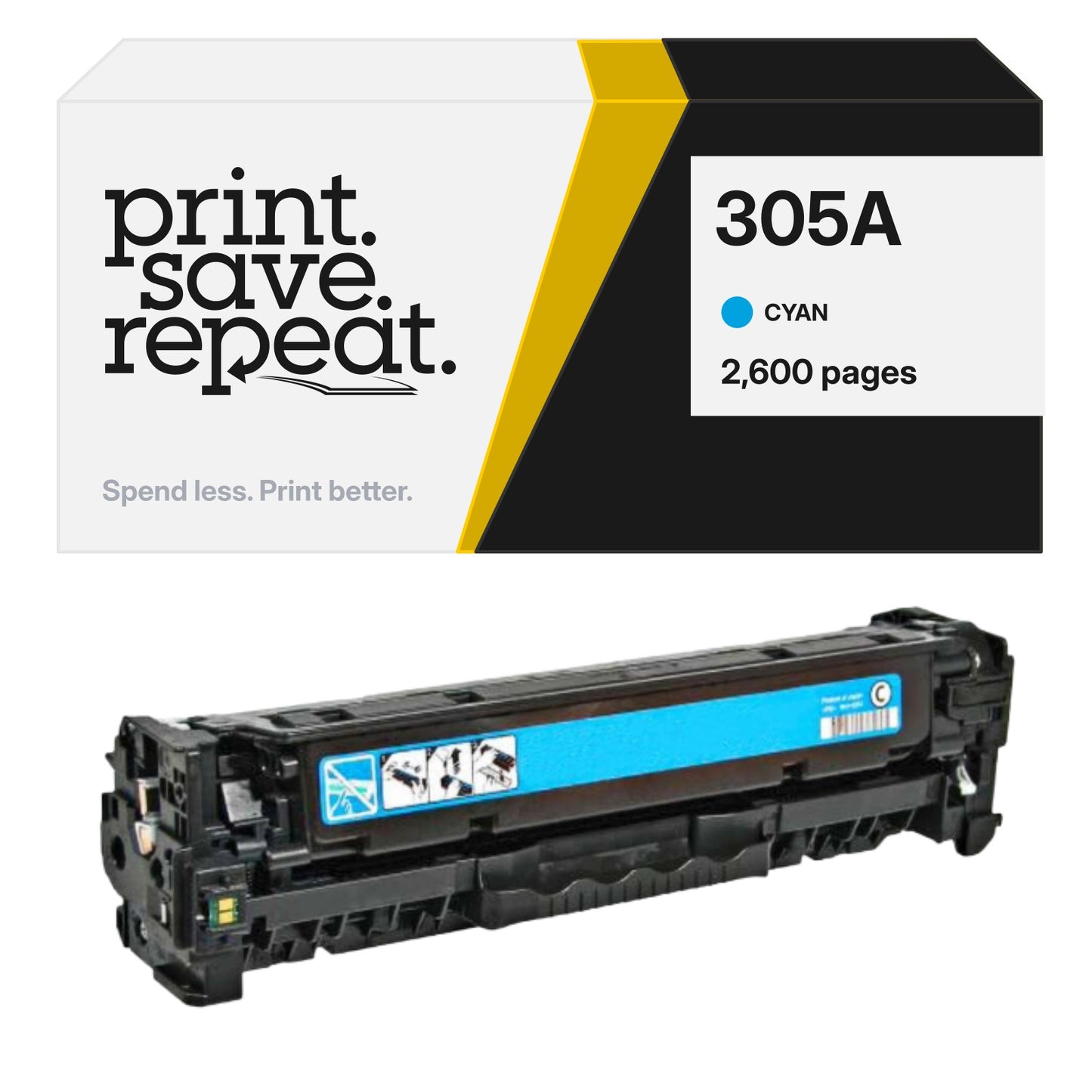 HP 305A (CE411A) Cyan Premium Compatible Color Toner Cartridge [2,600 Pages]