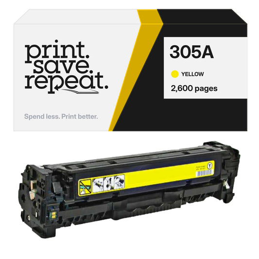 HP 305A (CE412A) Yellow Premium Compatible Color Toner Cartridge [2,600 Pages]