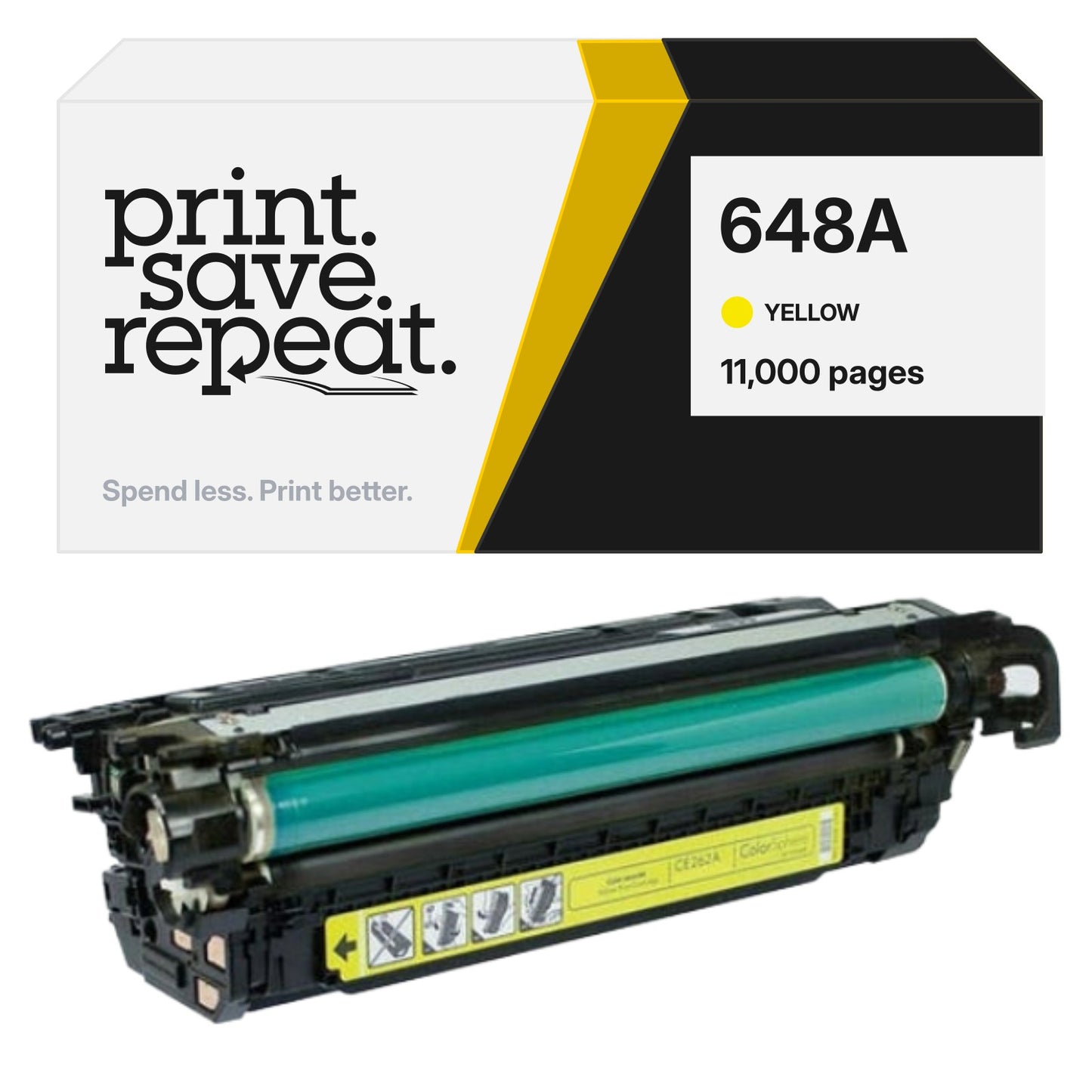 HP 648A (CE262A) Yellow Premium Compatible Toner Cartridge [11,000 Pages]