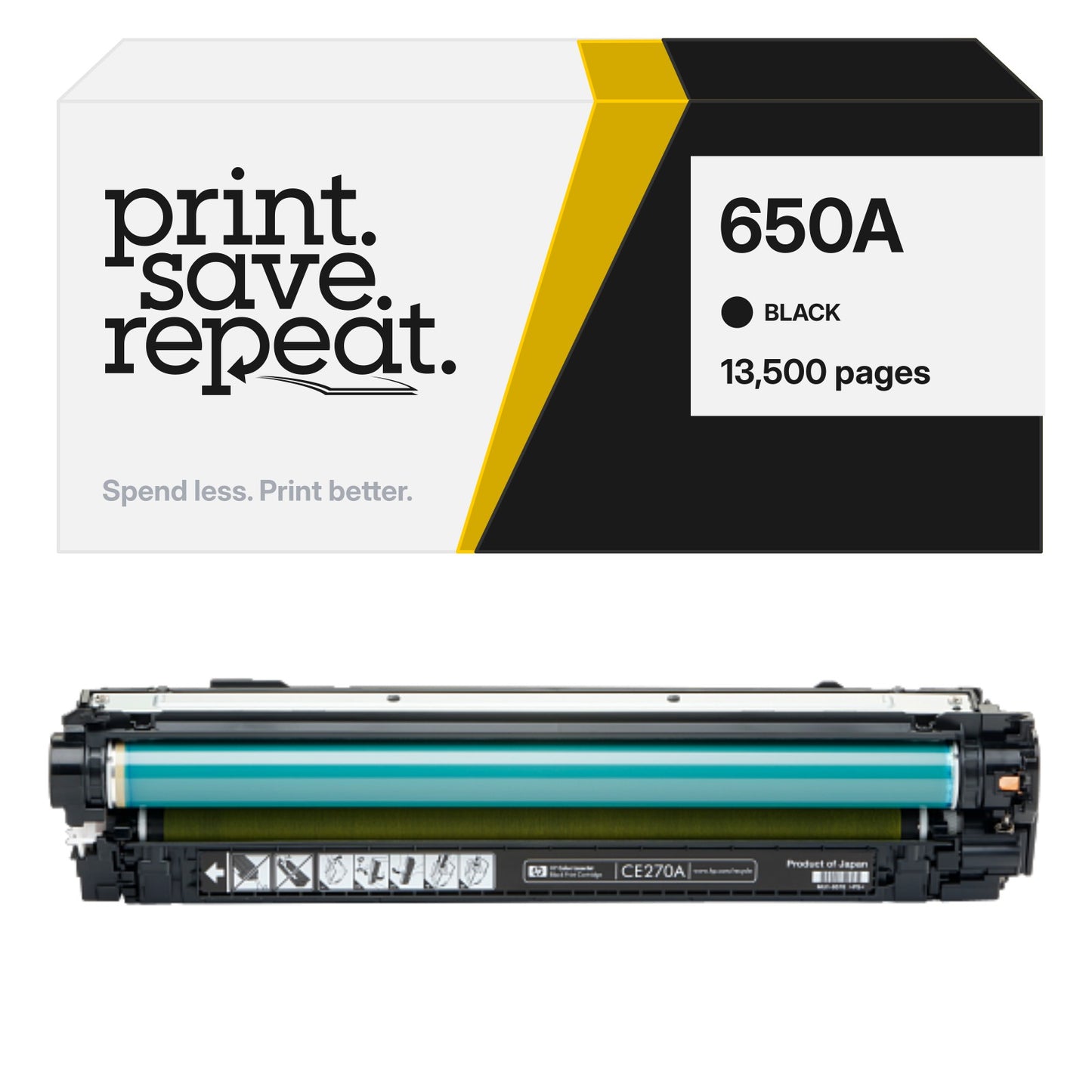 HP 650A (CE270A) Black Premium Compatible Toner Cartridge [13,500 Pages]