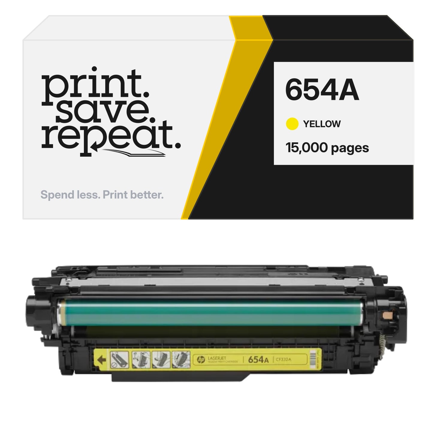 HP 654A (CF332A) Yellow Premium Compatible Toner Cartridge [15,000 Pages]