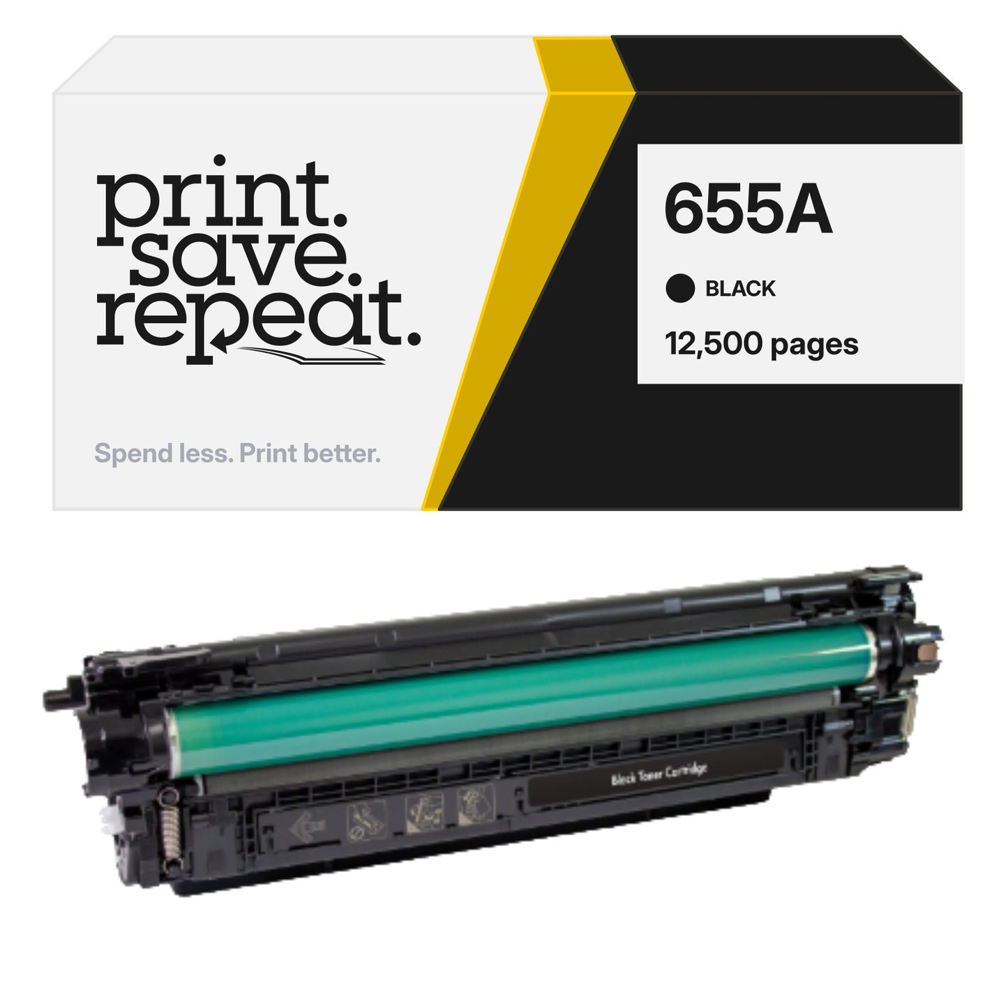 HP 655A (CF450A) Black Premium Compatible Toner Cartridge [12,500 Pages]
