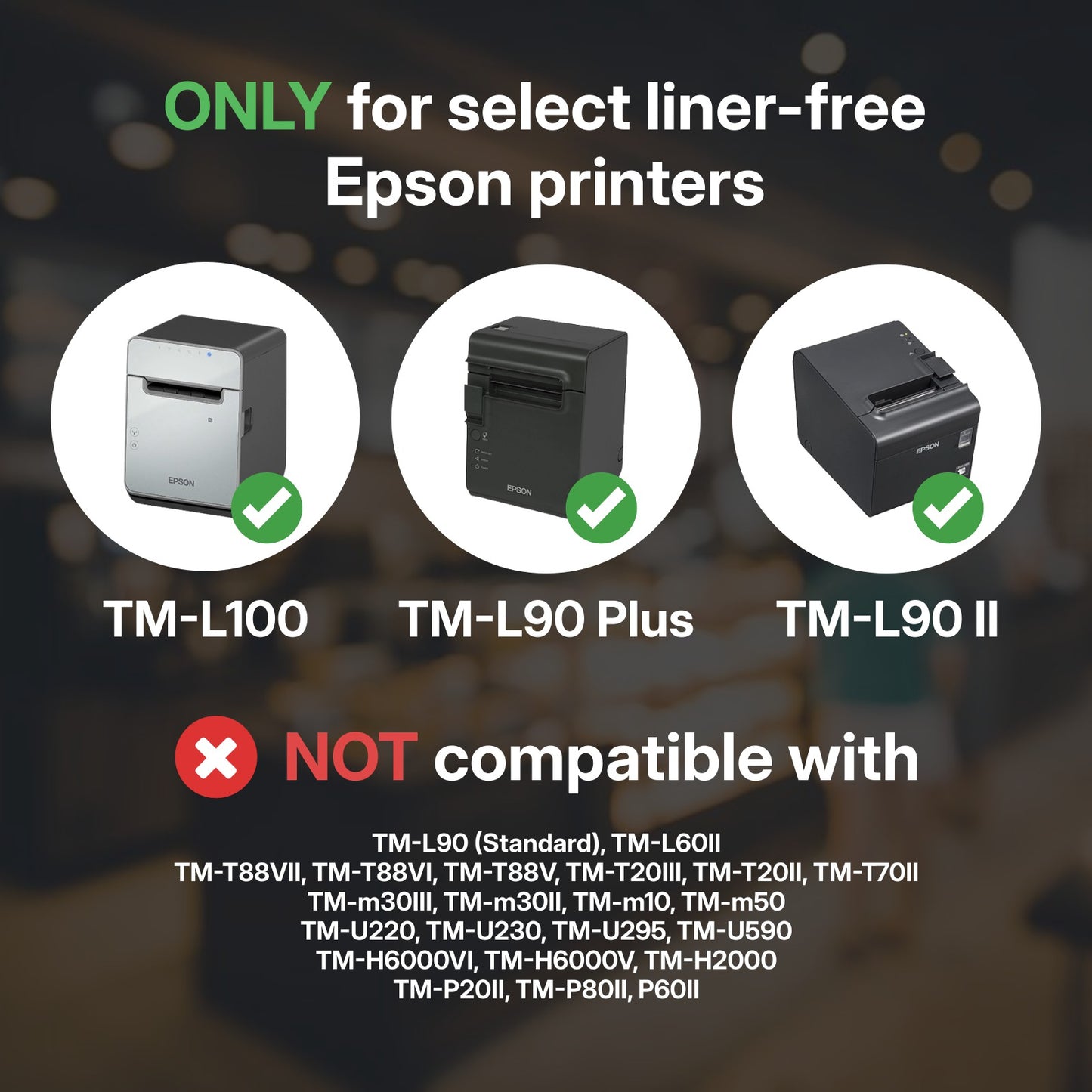 Epson 3.125" Continuous Sticky Receipt Paper Jumbo Roll, 6 Pack