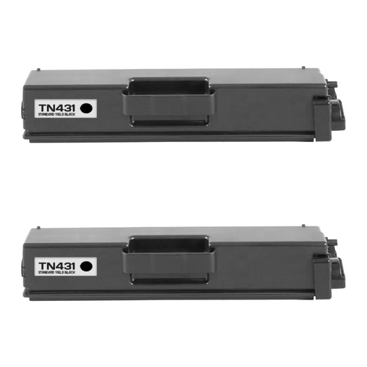 Brother TN431BK Toner Cartridge - Compatible - 2 Pack - [3,000 pages]