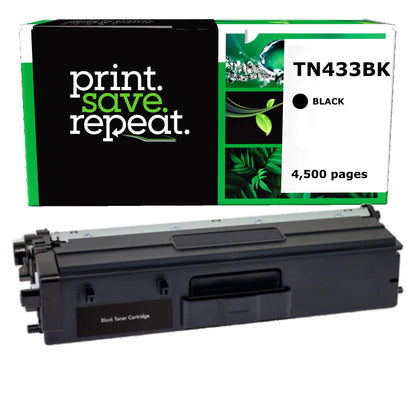 Brother TN-433BK Black High Yield Remanufactured Toner Cartridge [4,500 Pages]