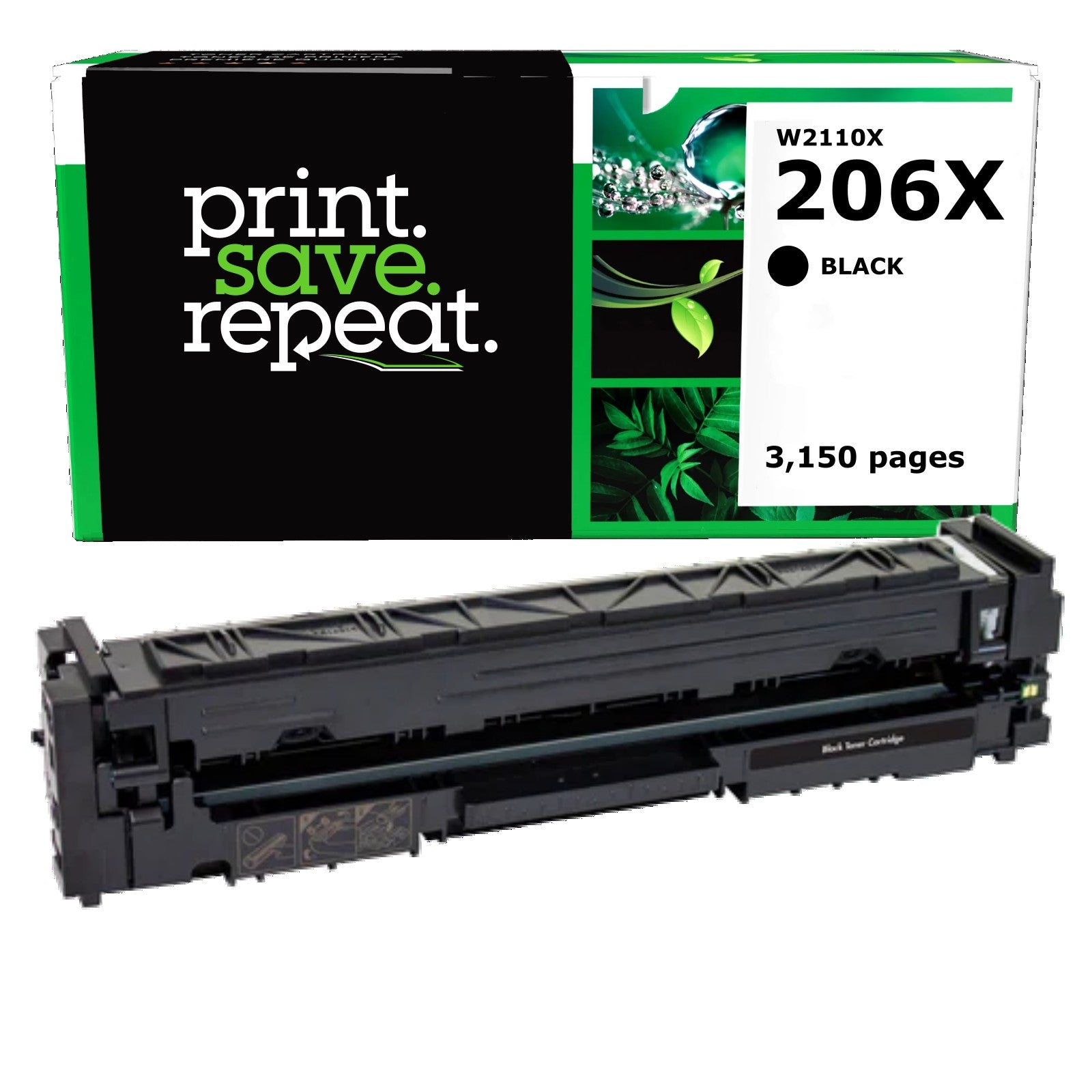 HP 206X (W2110X) Black High Yield Remanufactured Toner Cartridge [3,150 pages]