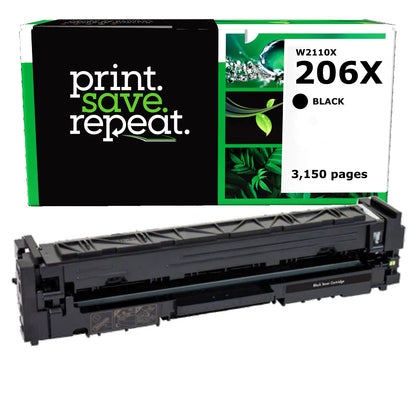 HP 206X (W2110X) Black High Yield Remanufactured Toner Cartridge [3,150 pages]