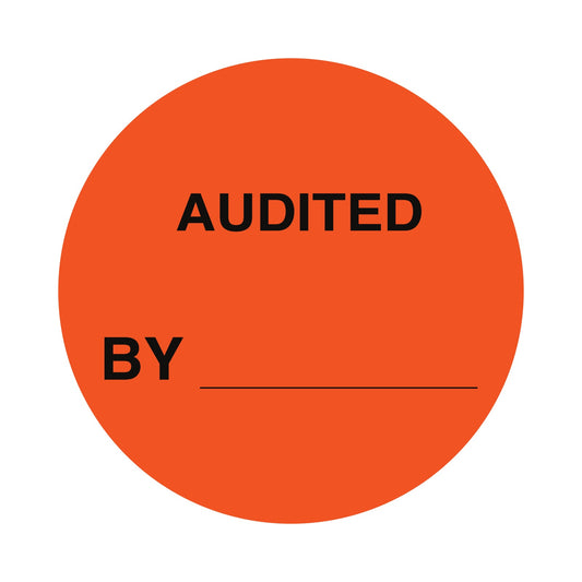 4.5" Circle, Orange "AUDITED BY" | 500 Labels per roll, 8 rolls