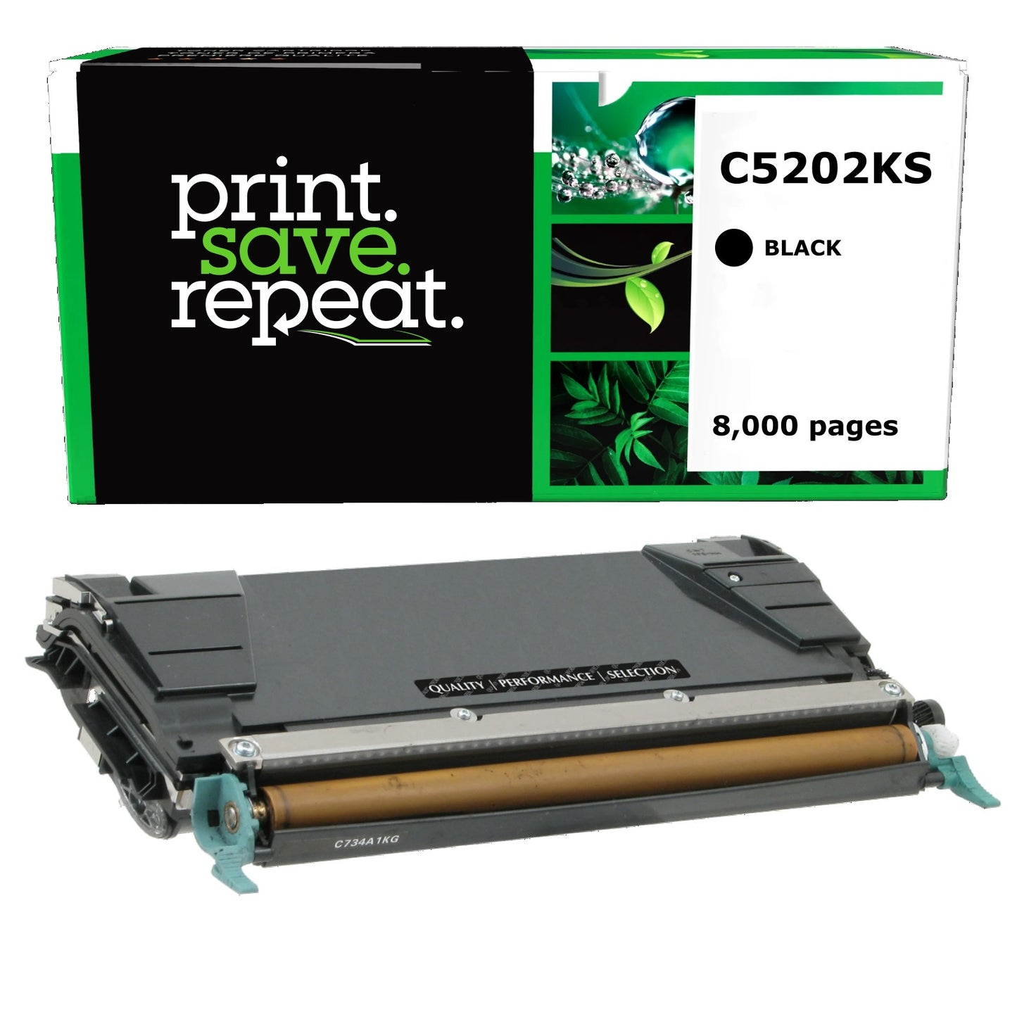 Lexmark C5202KS, C5220KS, C5222KS, C5242KH Black High Yield Remanufactured Toner Cartridge [8,000 Pages]
