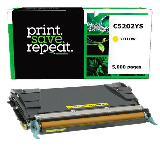 Lexmark C5202YS, C5220YS, C5222YS, C5242YH Yellow High Yield Remanufactured Toner Cartridge [5,000 Pages]