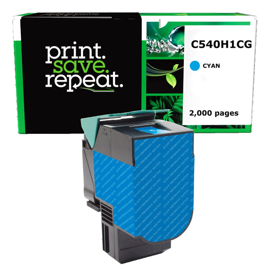 Lexmark C540H1CG, C540H2CG Cyan High Yield Remanufactured Toner Cartridge [2,000 Pages]