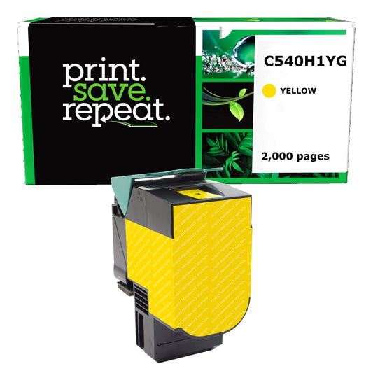 Lexmark C540H1YG, C540H2YG Yellow High Yield Remanufactured Toner Cartridge [2,000 Pages]