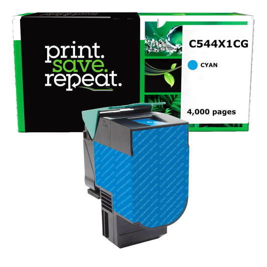 Lexmark C544X1CG, C544X2CG Cyan Extra High Yield Remanufactured Toner Cartridge [4,000 Pages]