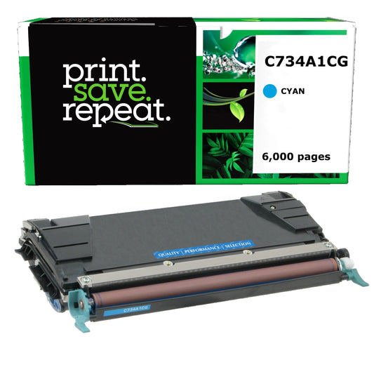 Lexmark C734A1CG, C734A2CG Cyan Remanufactured Toner Cartridge [6,000 Pages]