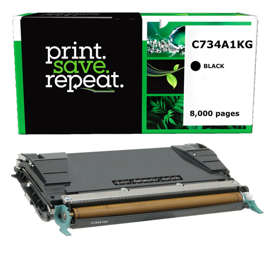 Lexmark C734A1KG, C734A2KG Black Remanufactured Toner Cartridge [8,000 Pages]