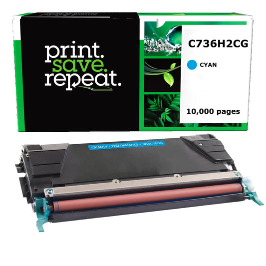 Lexmark C736H2CG Cyan High Yield Remanufactured Toner Cartridge [10,000 Pages]