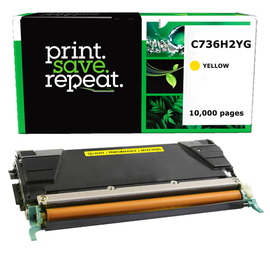 Lexmark C736H2YG Yellow High Yield Remanufactured Toner Cartridge [10,000 Pages]
