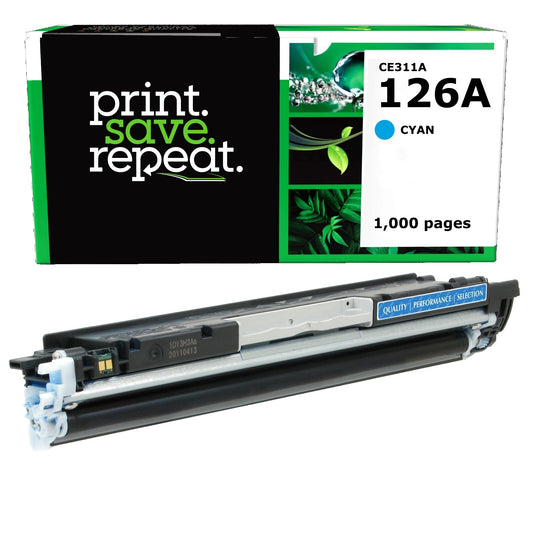 HP 126A Cyan Remanufactured Toner Cartridge [1,000 Pages]