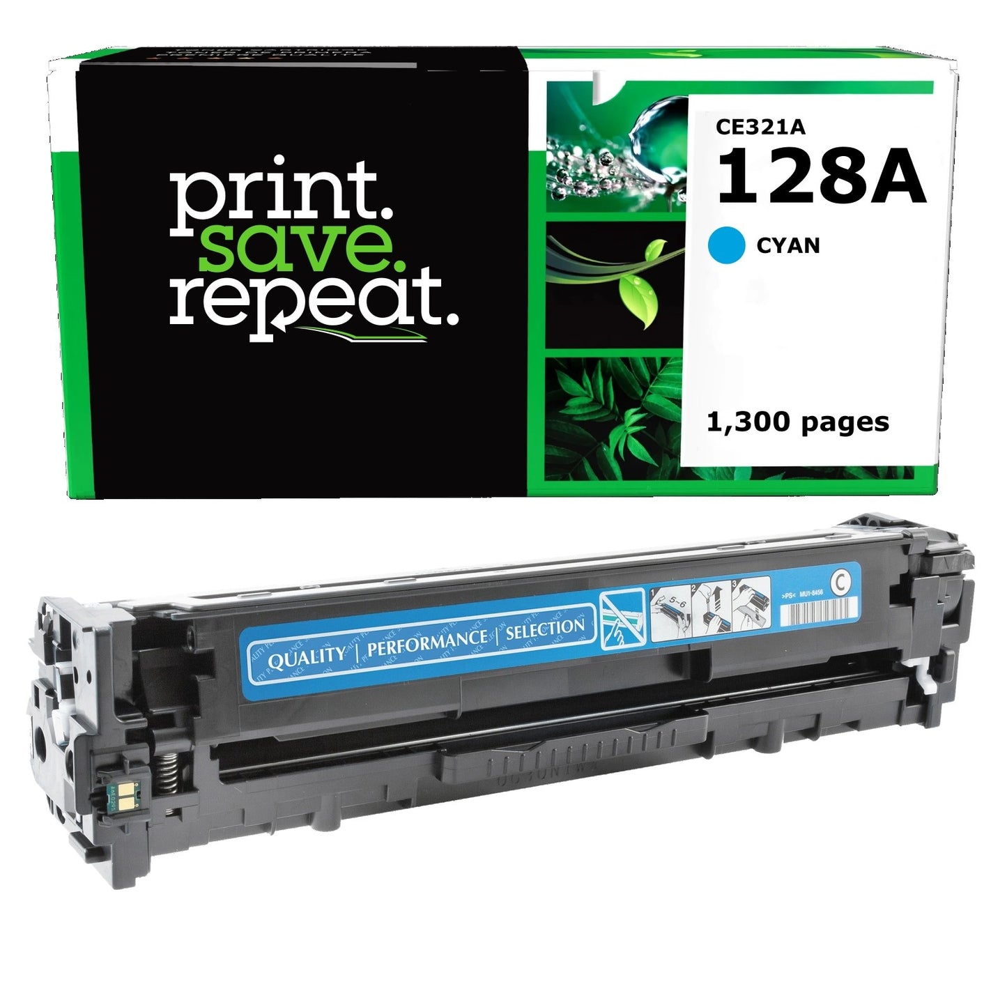 HP 128A Cyan Remanufactured Toner Cartridge [1,300 Pages]