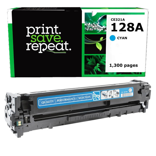 HP 128A Cyan Remanufactured Toner Cartridge [1,300 Pages]