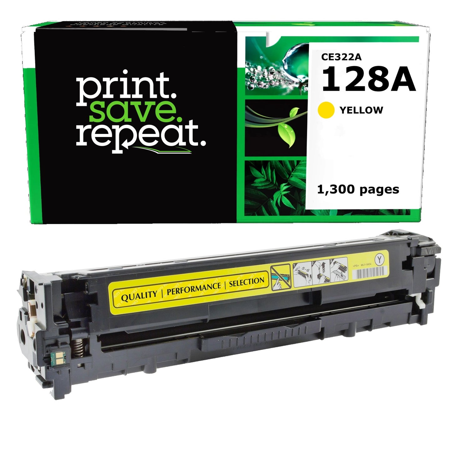 HP 128A Yellow Remanufactured Toner Cartridge [1,300 Pages]