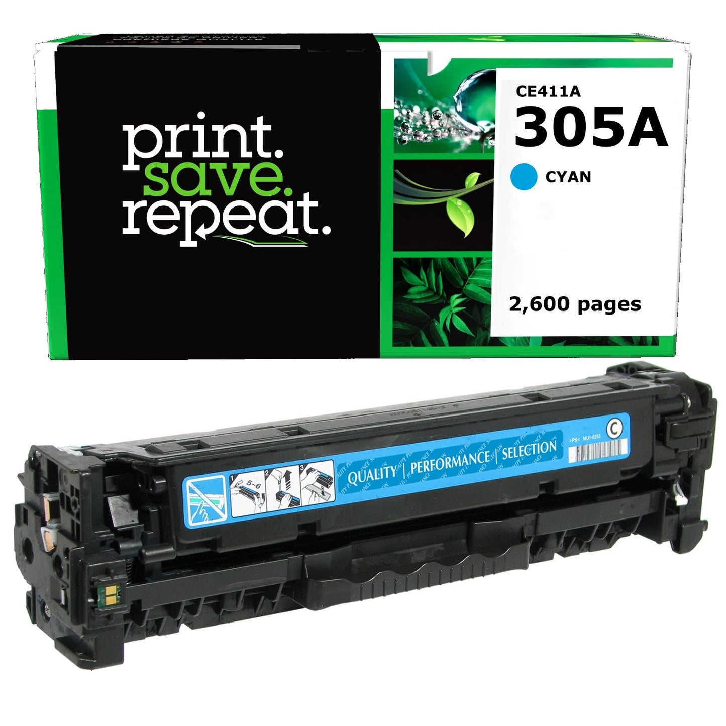 HP 305A Cyan Remanufactured Toner Cartridge [2,600 Pages]