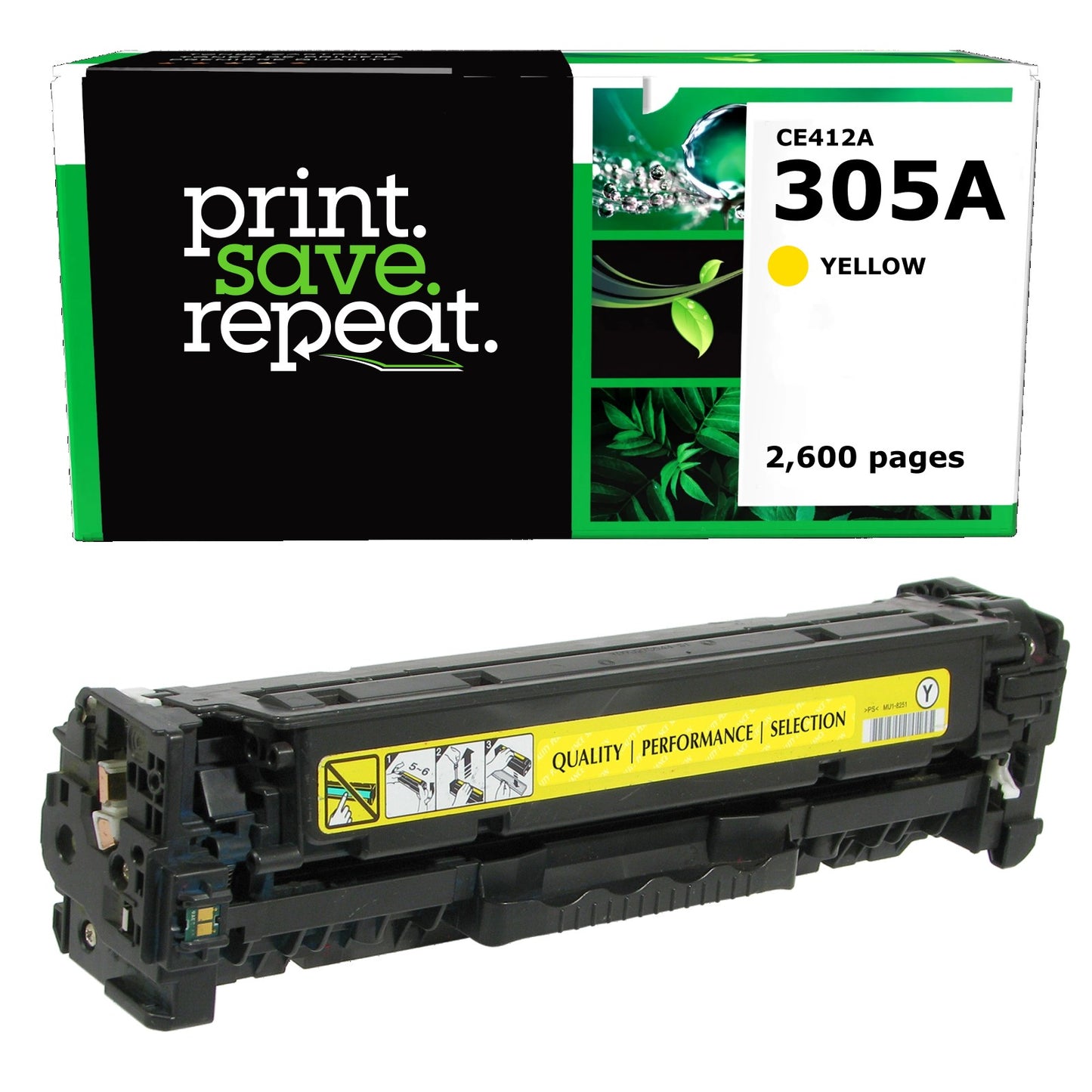 HP 305A Yellow Remanufactured Toner Cartridge [2,600 Pages]