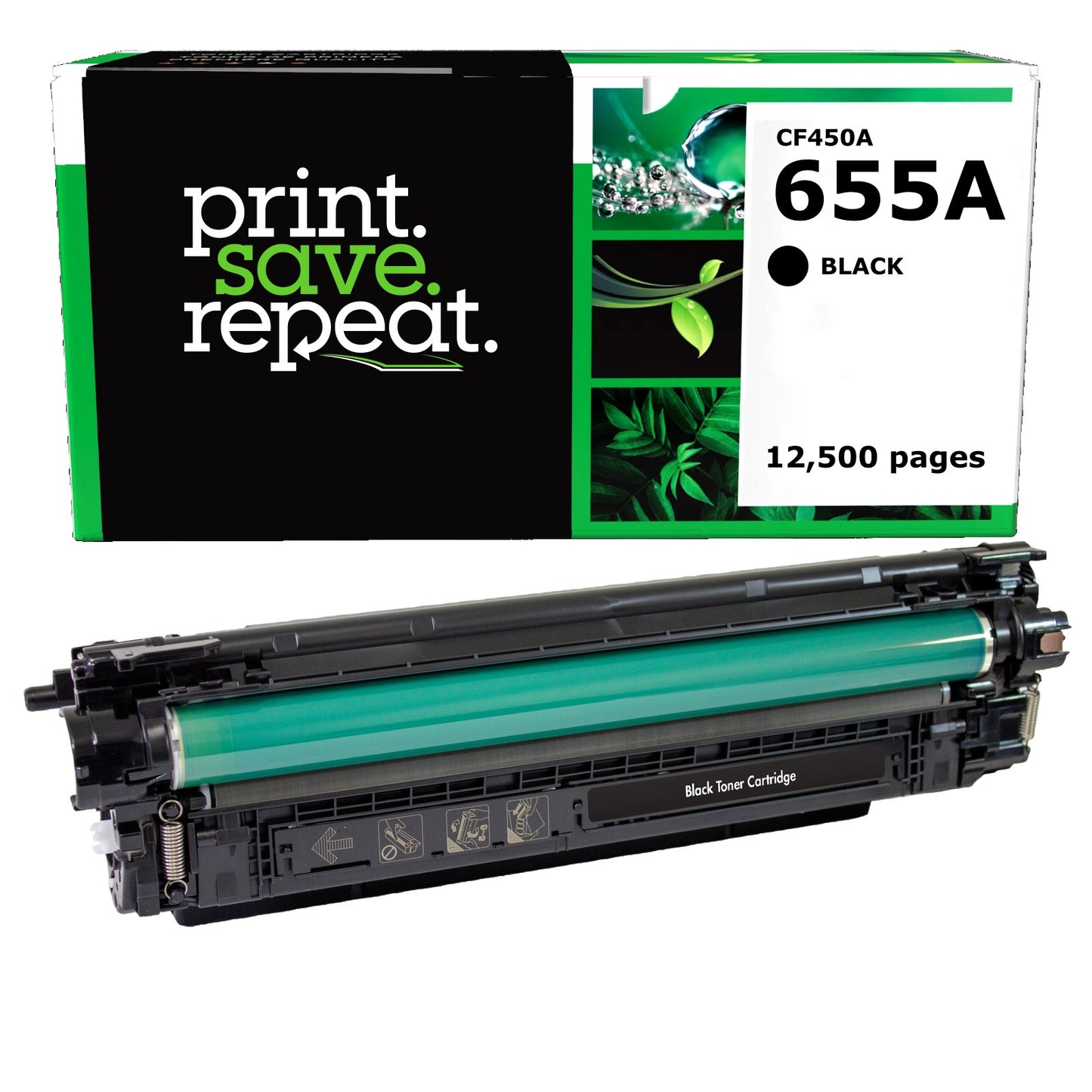 HP 655A Black Remanufactured Toner Cartridge [12,500 Pages]