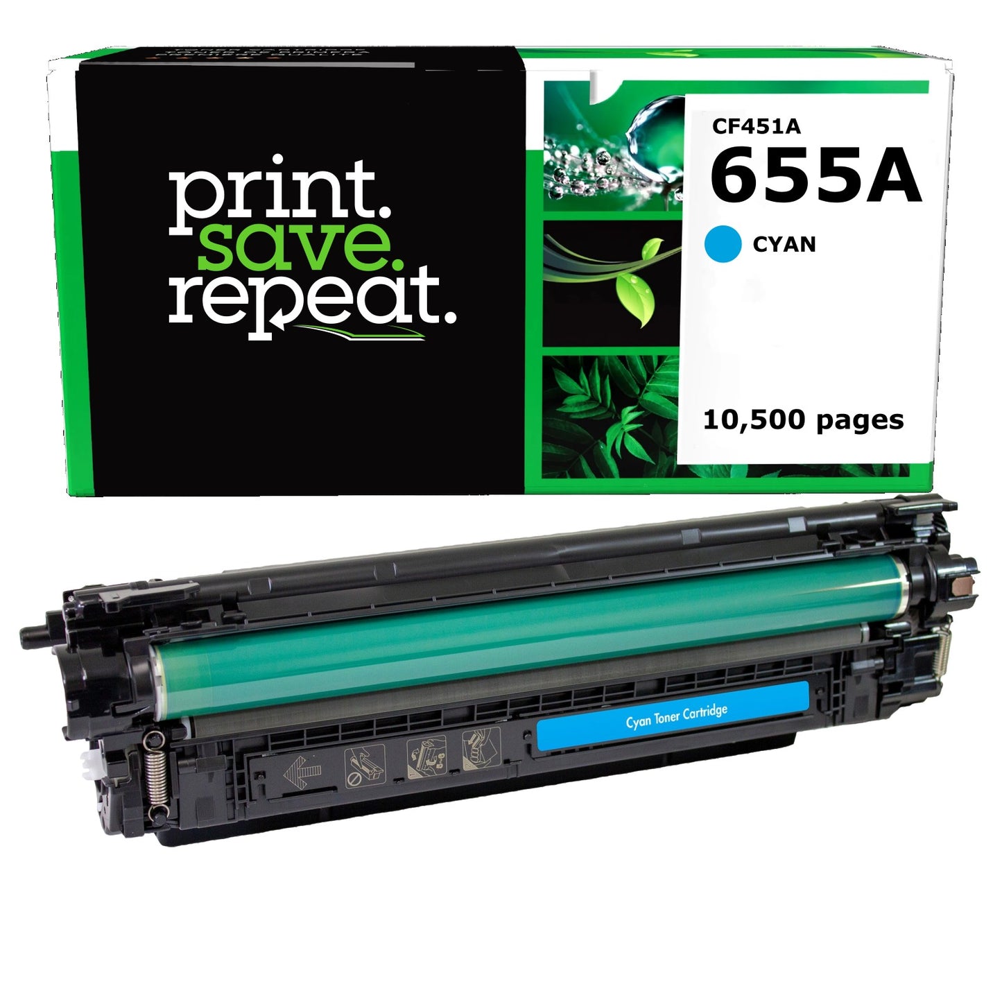 HP 655A Cyan Remanufactured Toner Cartridge [10,500 Pages]