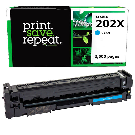HP 202X Cyan High Yield Remanufactured Toner Cartridge [2,500 Pages]