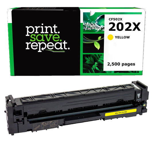 HP 202X Yellow High Yield Remanufactured Toner Cartridge [2,500 Pages]