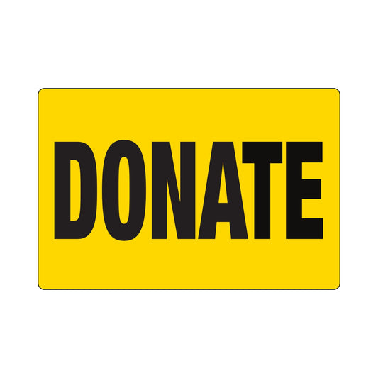 4" x 6" Warehouse Labels Yellow with imprint "DONATE" | 1,000 Labels per roll, 4,000 labels