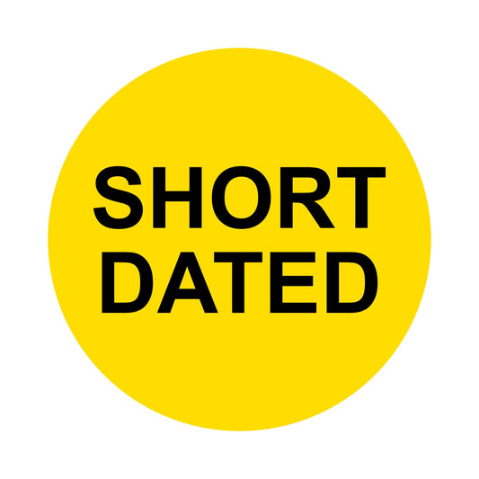 4.5" Circle, Floodcoat Yellow "SHORT DATED" | 500 Labels per roll, 8 rolls