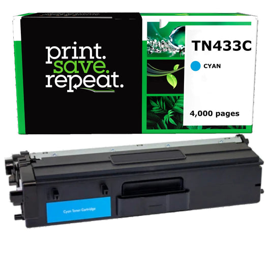 Brother TN433C Cyan High Yield Remanufactured Toner Cartridge [4,000 Pages]