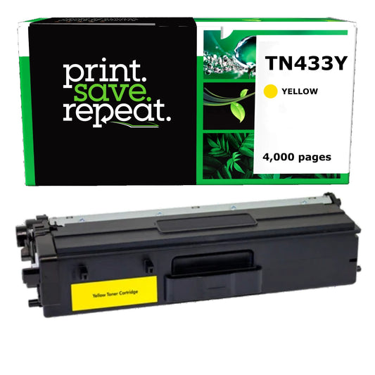 Brother TN433Y Yellow High Yield Remanufactured Toner Cartridge [4,000 Pages]