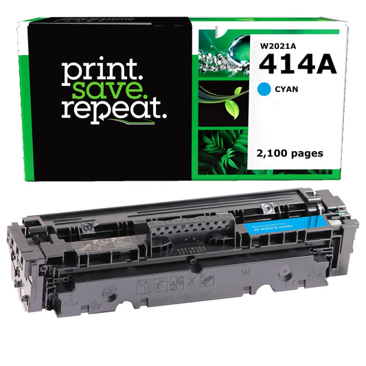 HP 414A Cyan Remanufactured Toner Cartridge [2,100 Pages] - New Smart Chip