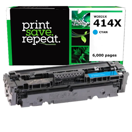 HP 414X Cyan High Yield Remanufactured Toner Cartridge [6,000 Pages] - New Smart Chip