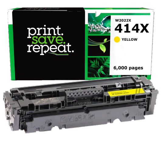 HP 414X Yellow High Yield Remanufactured Toner Cartridge [6,000 Pages] - New Smart Chip
