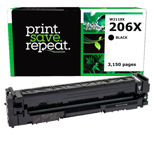 HP 206X Black High Yield Remanufactured Toner Cartridge [3,150 Pages] - New Smart Chip