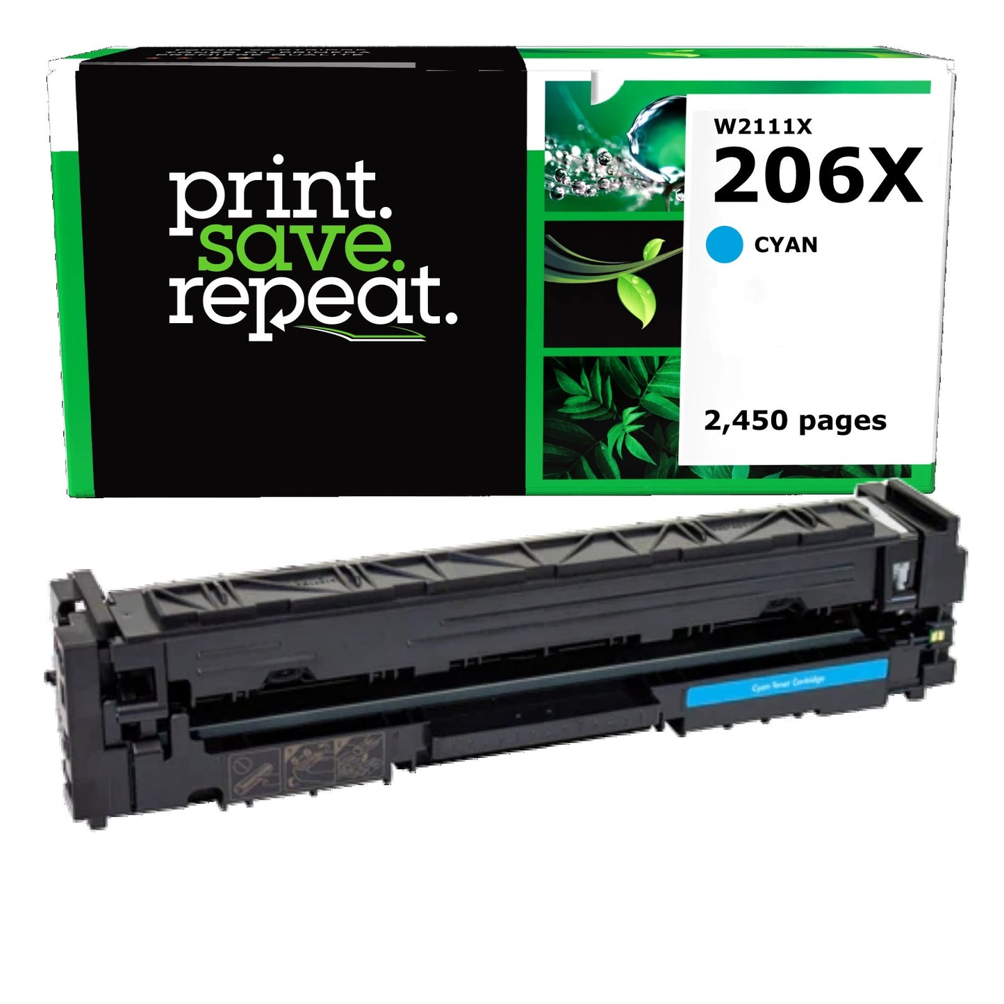 HP 206X Cyan High Yield Remanufactured Toner Cartridge [2,450 Pages] - New Smart Chip